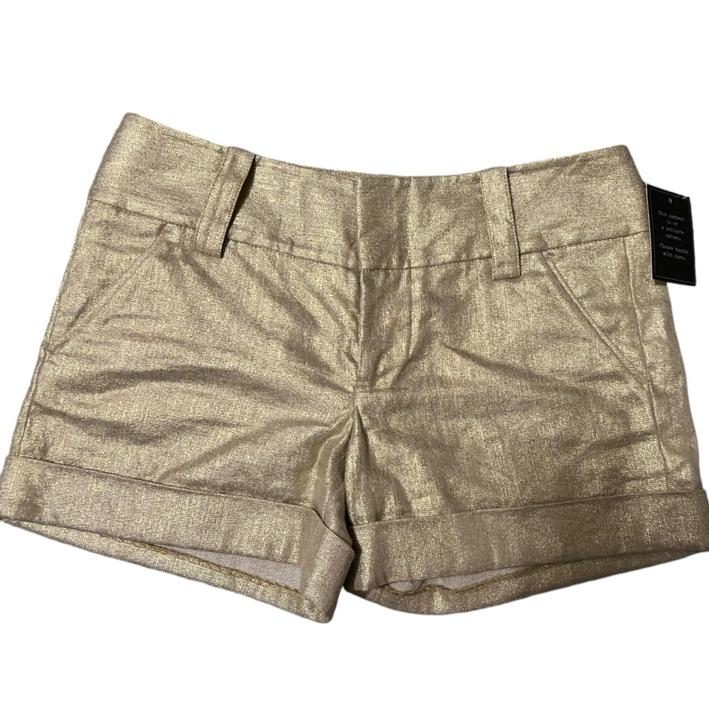 *Alice + Olivia!! LINEN shimmer*GOLD CUFFED SHORTS